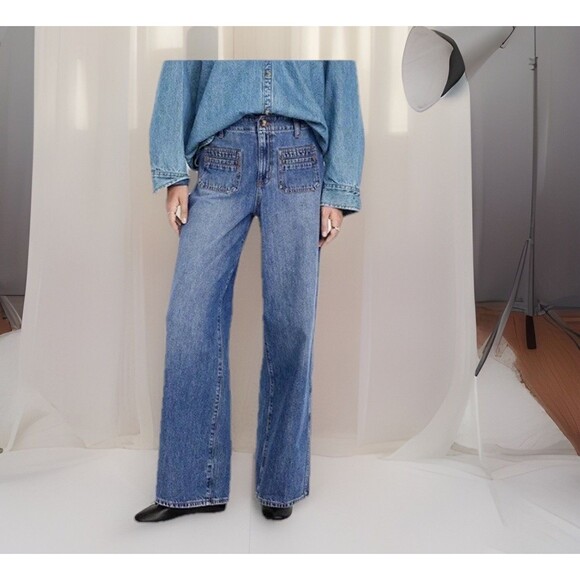 Old Navy High Rise Baggy Wide Leg Jeans LOT OF 2 ) 100% Cotton Size 12 NWT - Picture 2 of 16